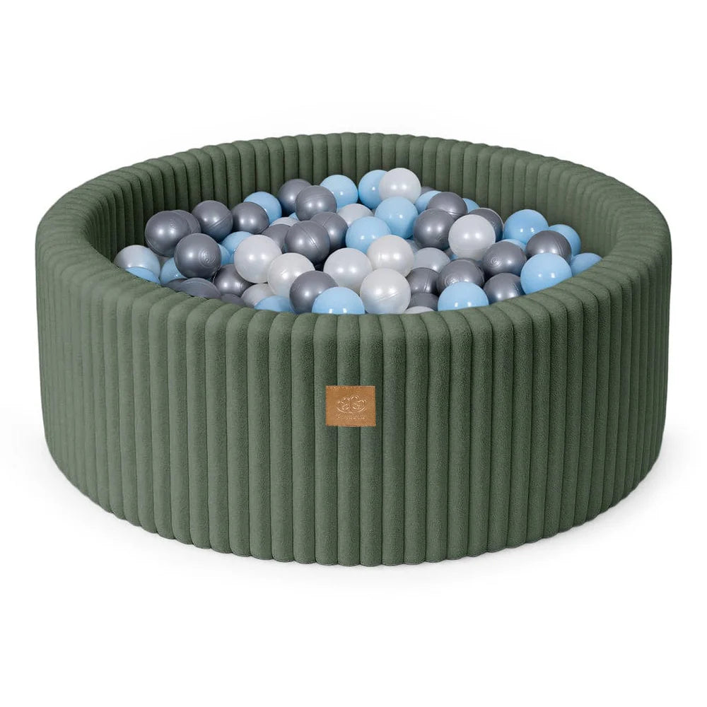 meowbaby-piscine-balles-ronde-90x30-cm-fourrure-churros-olive-200-balles image 5