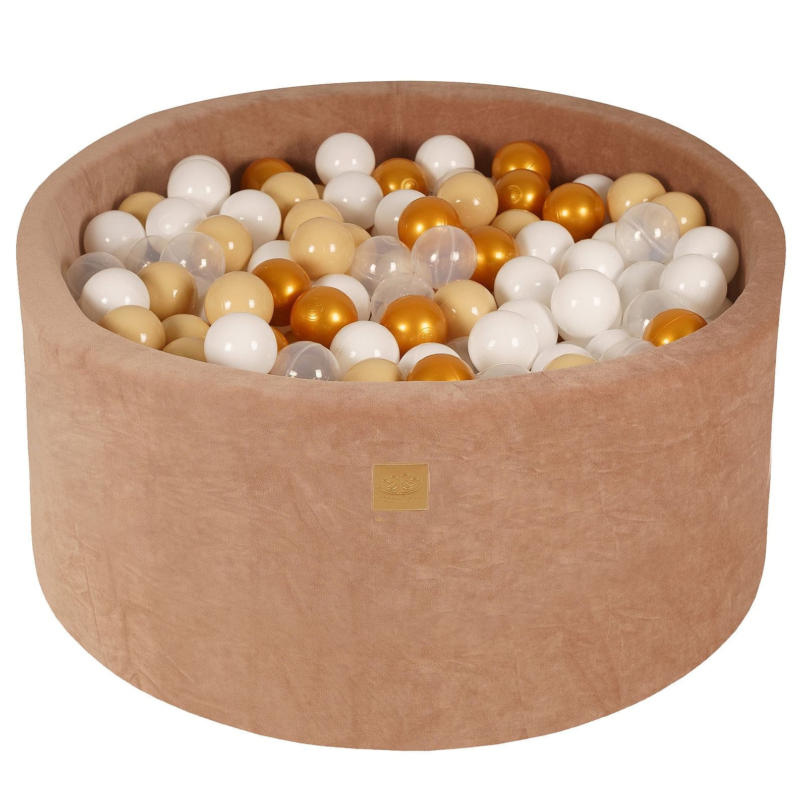 meowbaby-piscine-balles-ronde-90x40-cm-velours-marron-glac-300-balles image 1