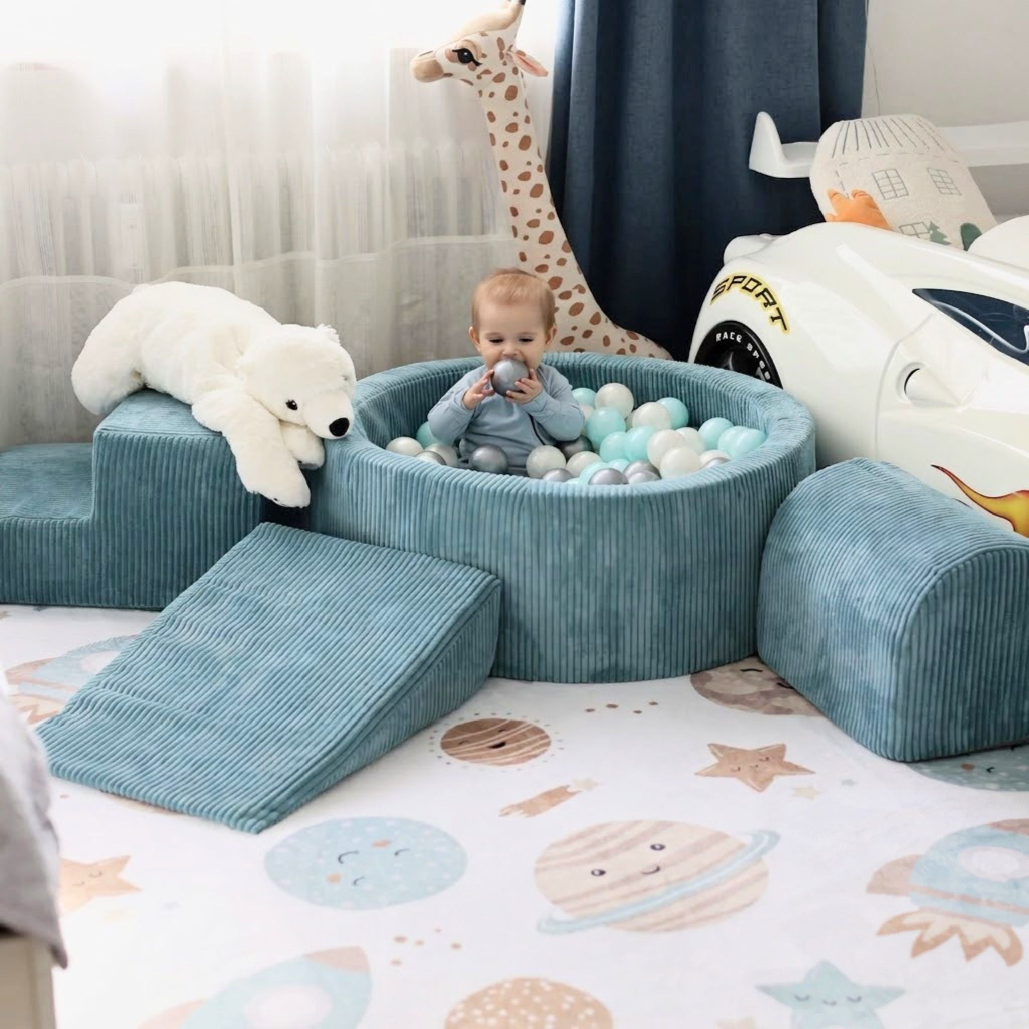 meowbaby-parcours-3-pi-ces-piscine-balles-ronde-90x30-cm-200-balles-corduroy-tur image 1