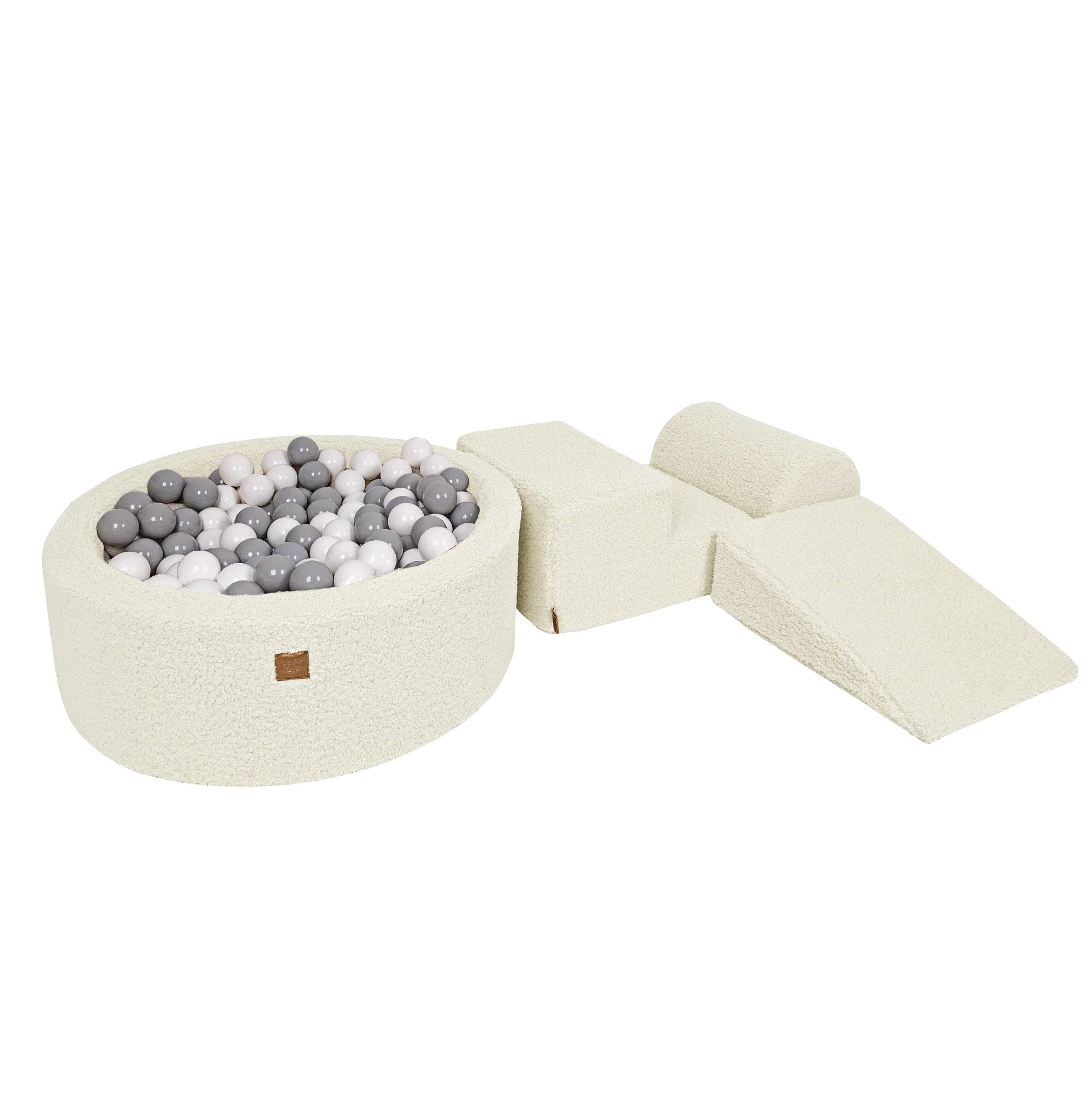 meowbaby-parcours-3-pi-ces-piscine-balles-ronde-90x30-bearly-cr-me-200-balles image 4