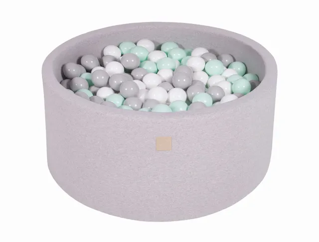 meowbaby-piscine-balles-ronde-90x40-cm-jersey-gris-clair-300-balles image 1