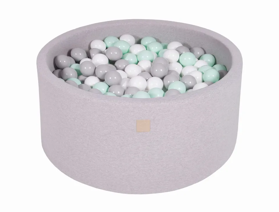 meowbaby-piscine-balles-ronde-90x40-cm-jersey-gris-clair-300-balles image 1