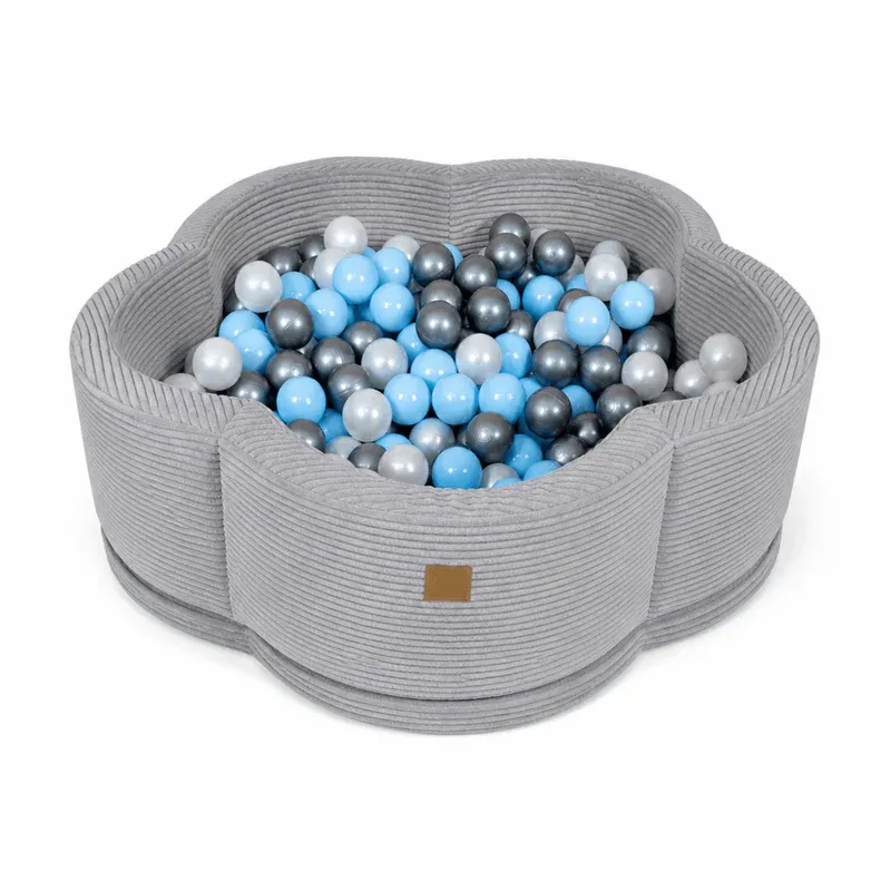 meowbaby-aesthetic-piscine-balles-fleur-90x30-cm-tapis-gris-200-balles image 1