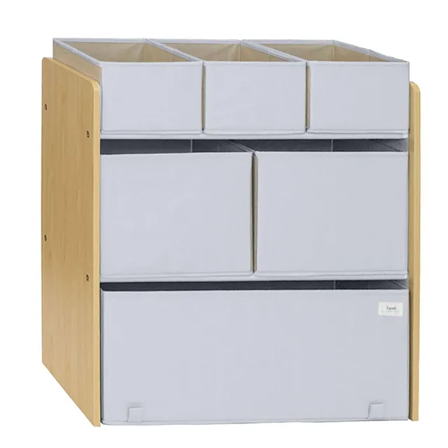 3-sprouts-organisateur-jouets-multi-bacs-gris-tissu-recycl-6-bacs image 1