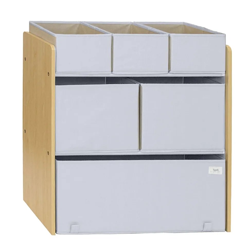 3-sprouts-organisateur-jouets-multi-bacs-gris-tissu-recycl-6-bacs image 1