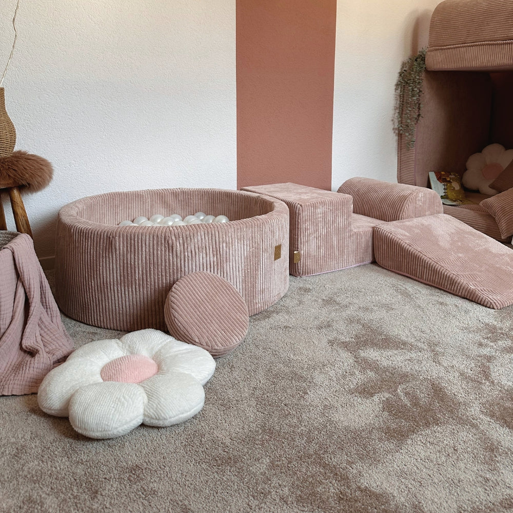 meowbaby-parcours-3-pi-ces-piscine-balles-ronde-90x30-cm-corduroy-aesthetic-rose image 4