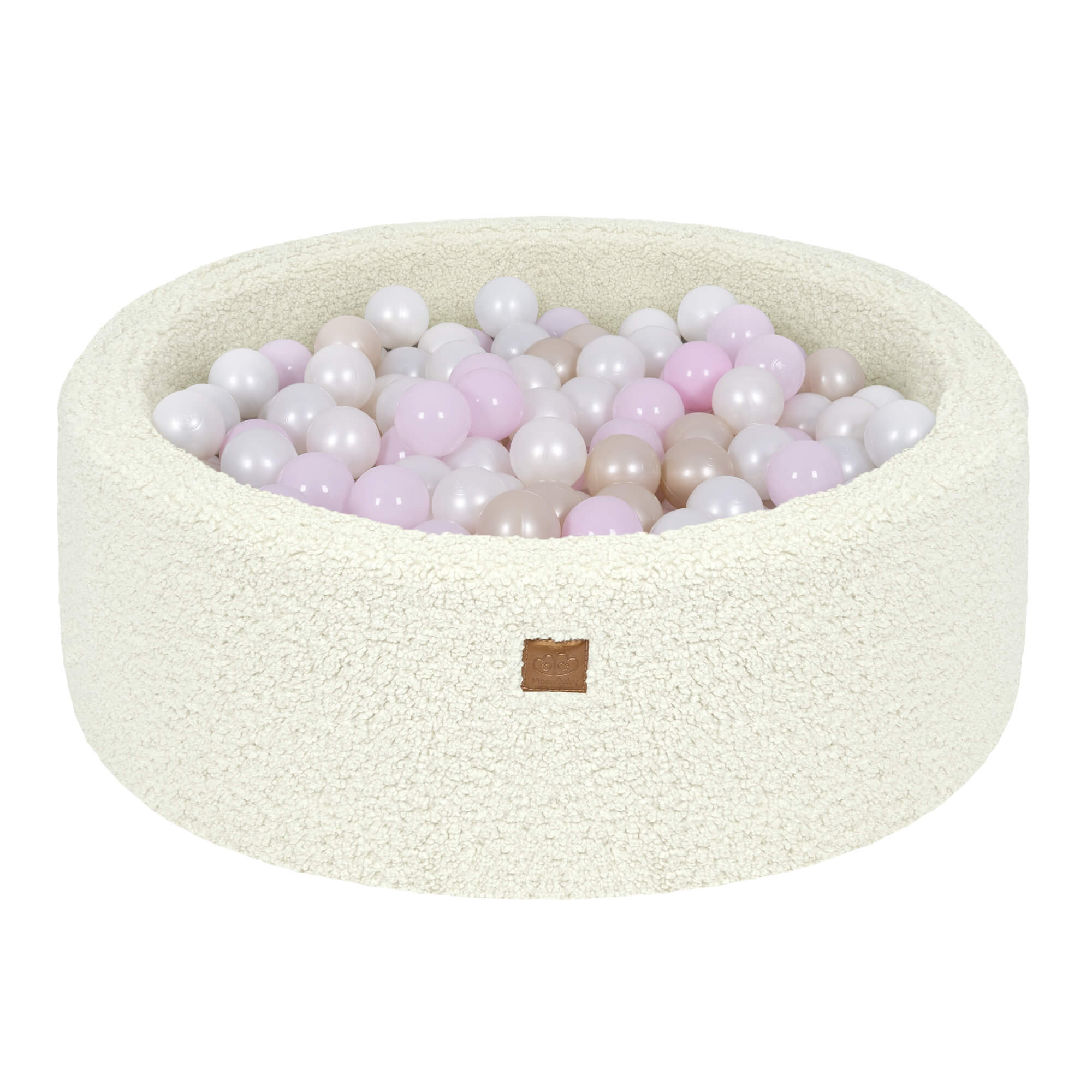 meowbaby-piscine-balles-ronde-bearly-90x30-cm-en-peluche-cr-me-200-balles image 5