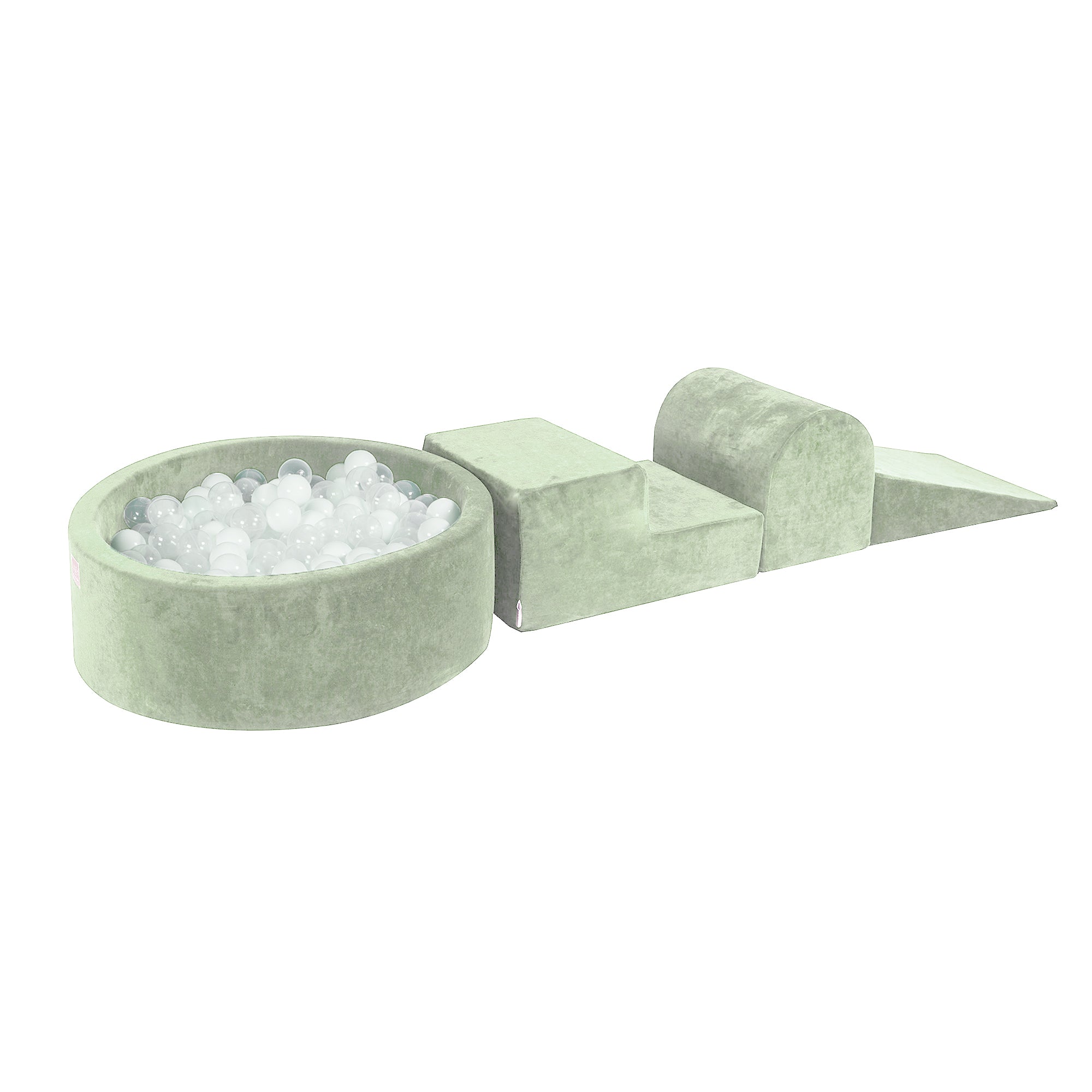 meowbaby-parcours-3-pi-ces-piscine-balles-ronde-90x30-cm-velours-vert-sauge-200- image 2