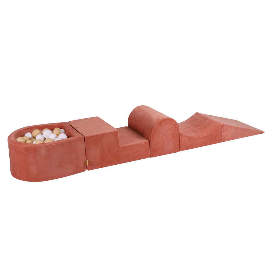 meowbaby-parcours-de-motricit-velours-marsala-5-pi-ces-avec-piscine-balles image 3