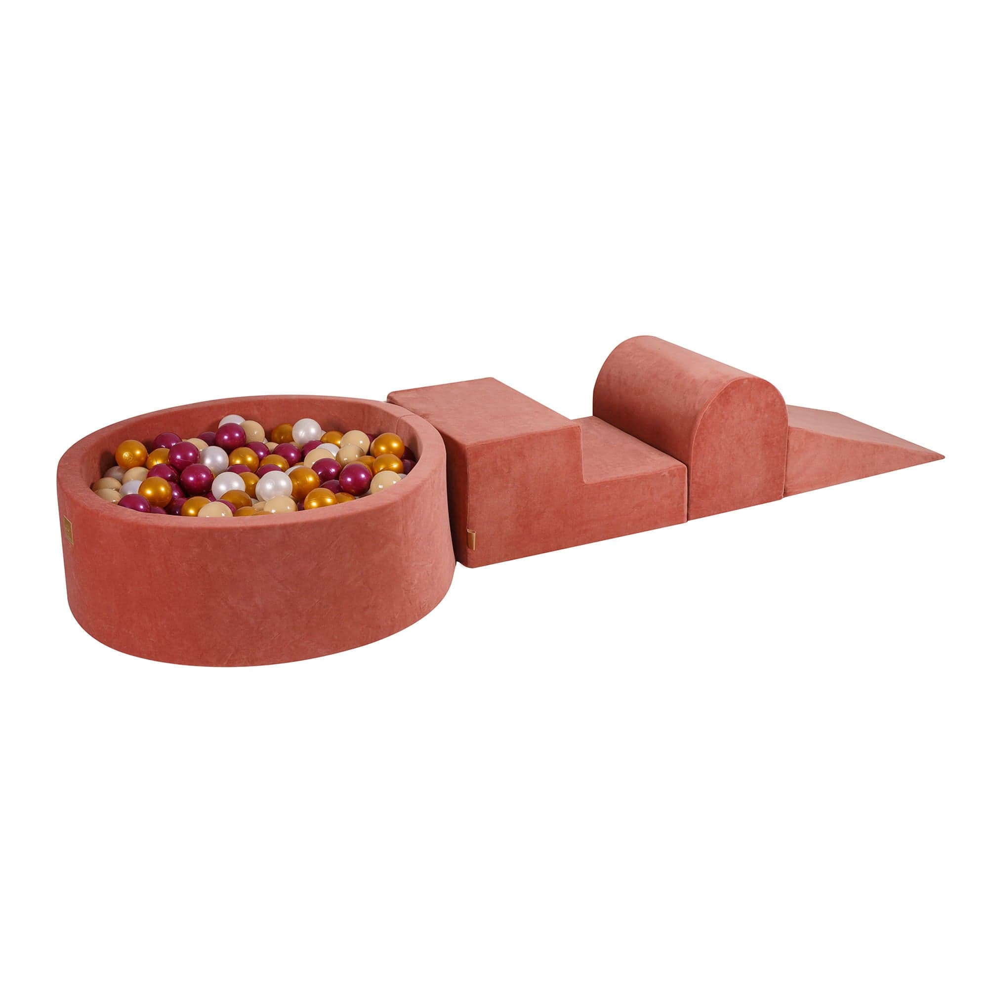 meowbaby-parcours-3-modules-piscine-balles-90x30-velours-marsala-200-balles image 2