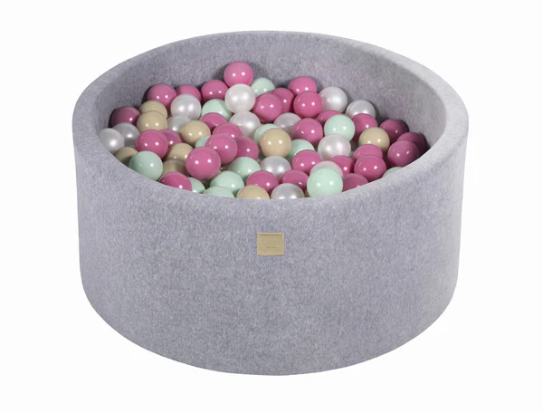 meowbaby-piscine-balles-ronde-90x40-cm-velours-gris-300-balles image 7