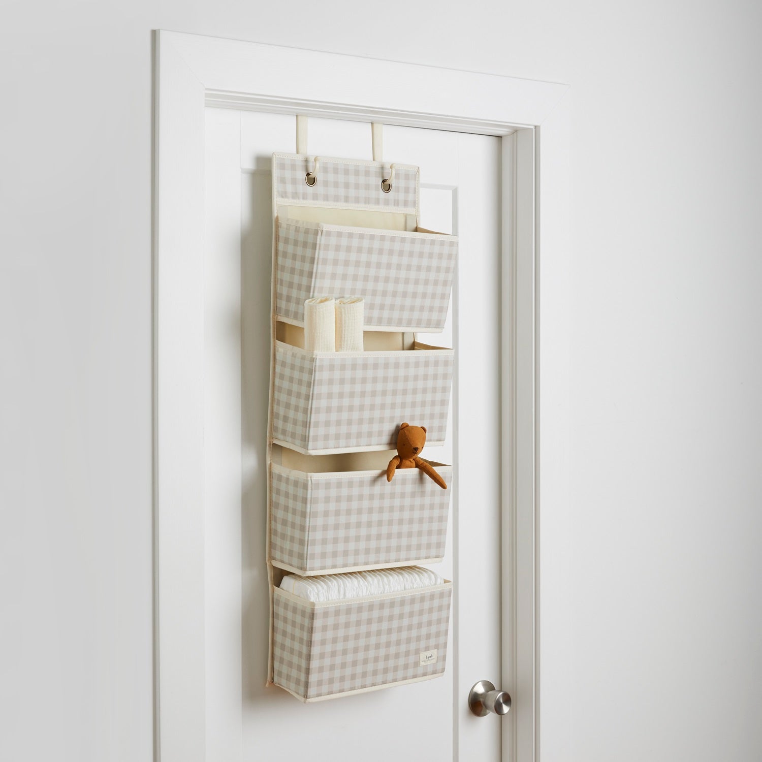 3-sprouts-gingham-beige-organisateur-suspendu-porte-4-poches image 4
