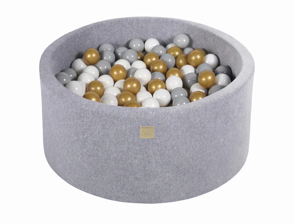 meowbaby-piscine-balles-ronde-90x40-cm-velours-gris-300-balles image 4