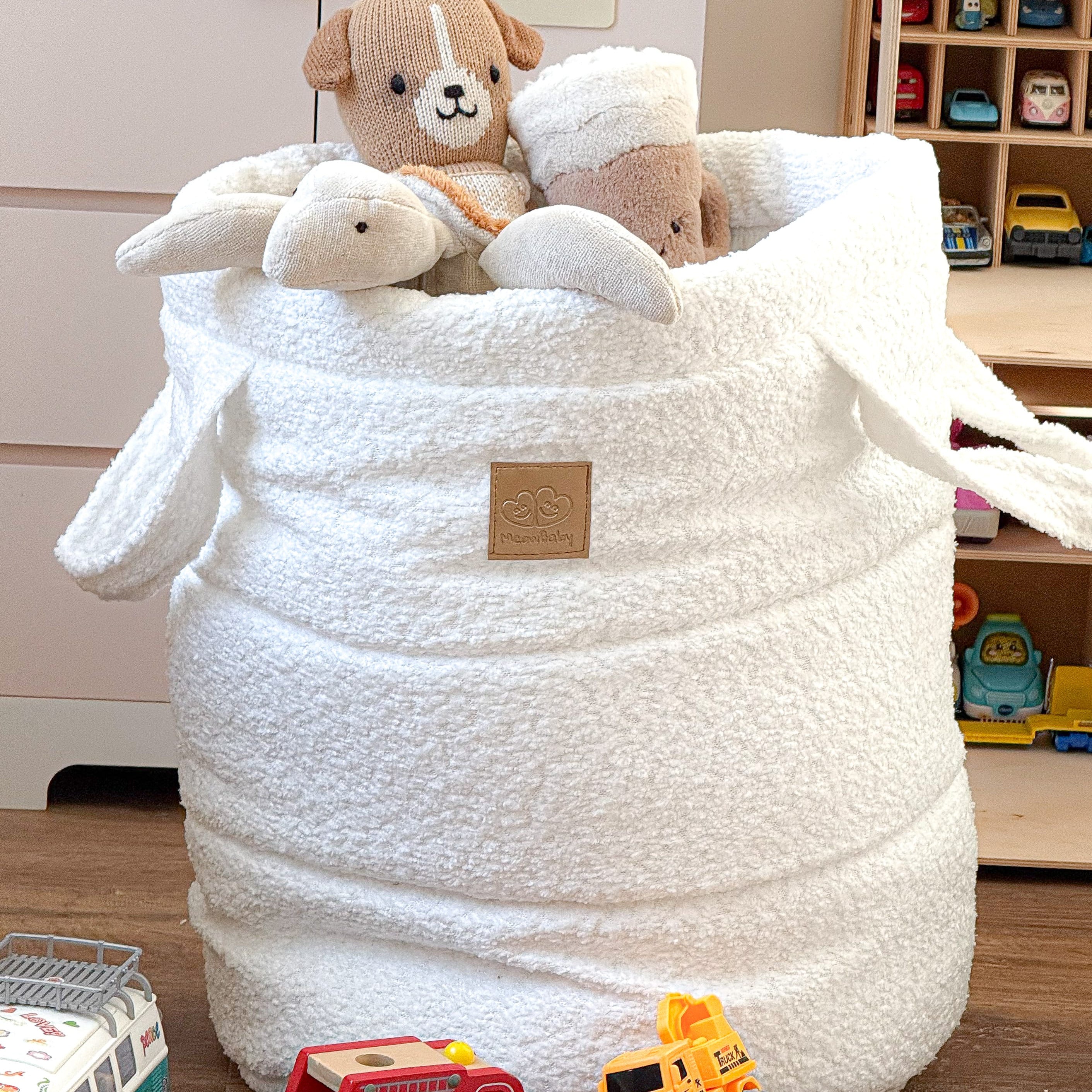 meowbaby-boucle-panier-de-rangement-50-cm-blanc-en-tissu-boucl image 2