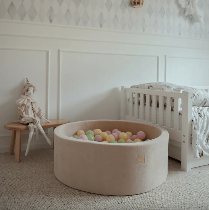 meowbaby-piscine-balles-ronde-90x30-cm-velours-beige-200-balles image 6