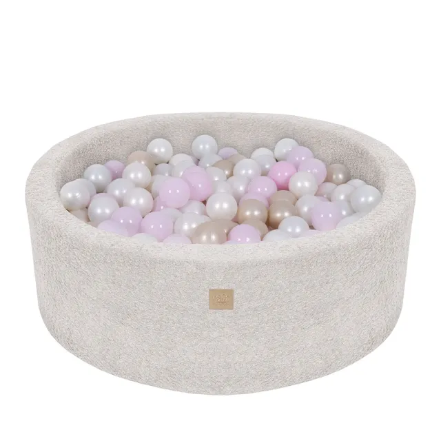 meowbaby-piscine-balles-ronde-90x30-cm-boucl-champagne-200-balles image 1