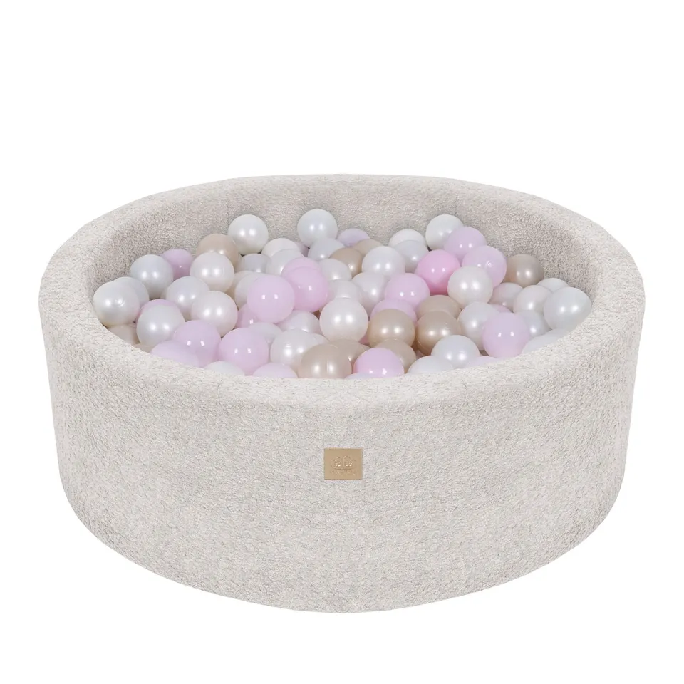 meowbaby-piscine-balles-ronde-90x30-cm-boucl-champagne-200-balles image 1