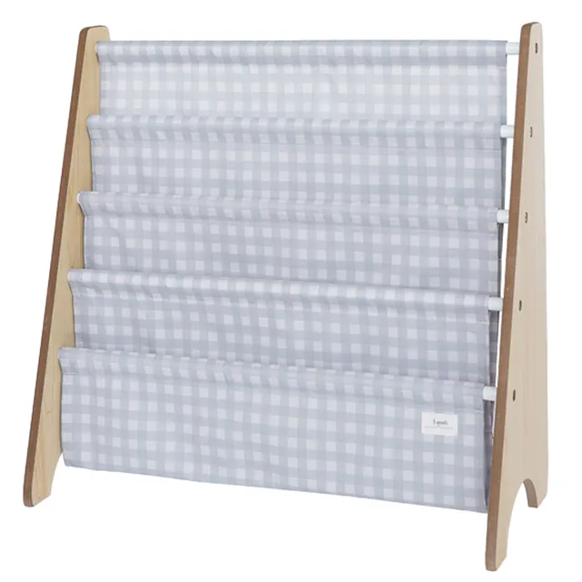 3-sprouts-biblioth-que-enfant-vichy-bleu-en-tissu-recycl image 1