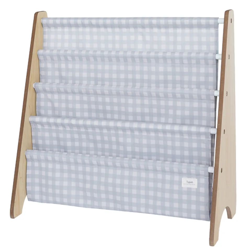 3-sprouts-biblioth-que-enfant-vichy-bleu-en-tissu-recycl image 1