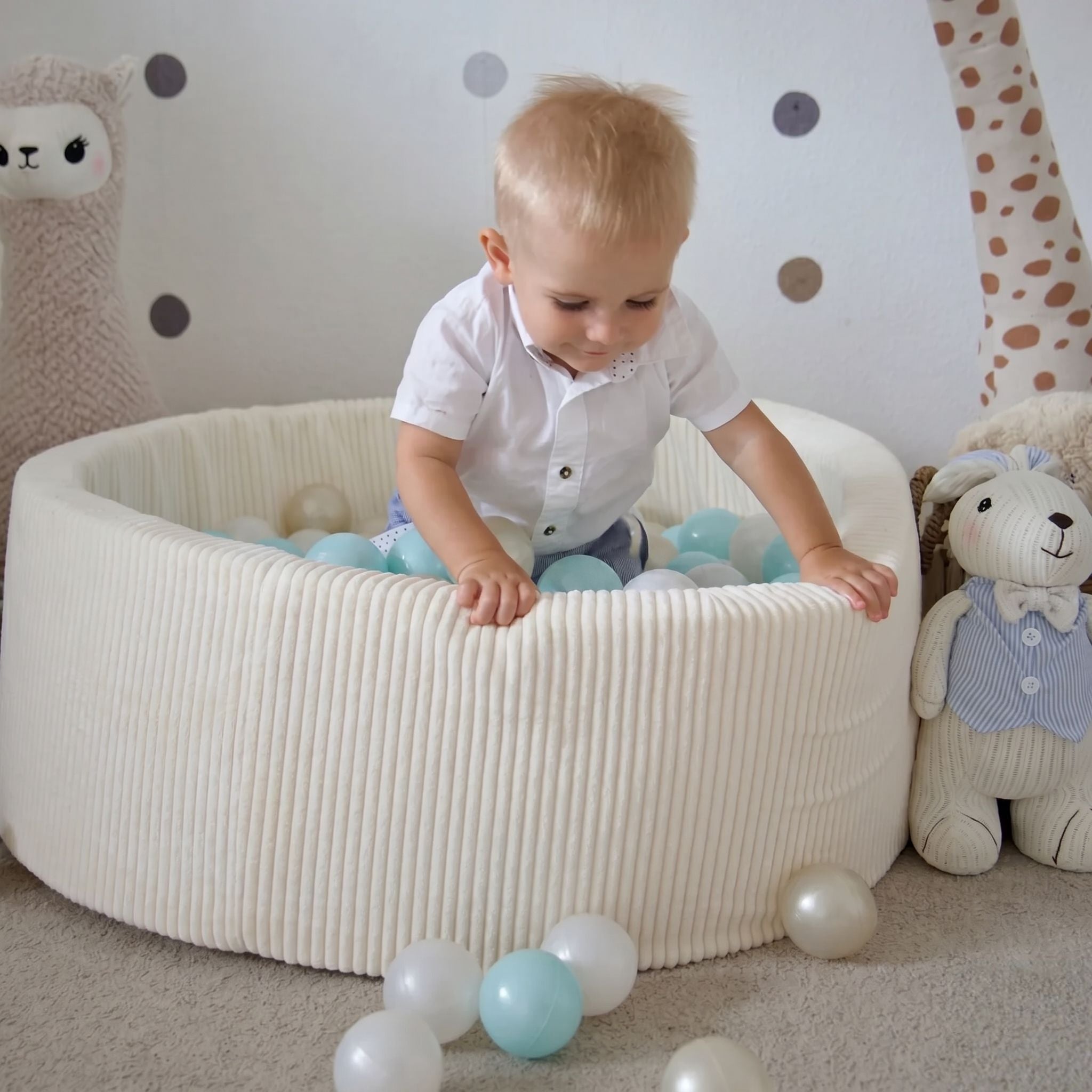 meowbaby-piscine-balles-ronde-90x30-cm-corduroy-aesthetic-cr-me-200-balles image 1