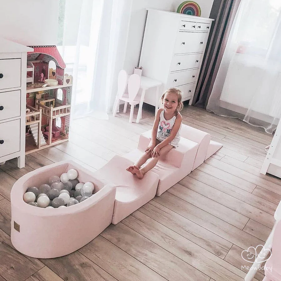 meowbaby-parcours-de-motricit-5-pi-ces-avec-petite-piscine-balles-en-velours-ros image 7