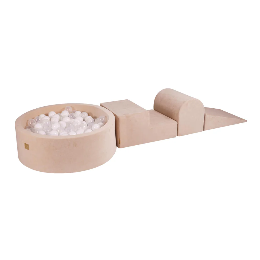 meowbaby-parcours-3-pi-ces-piscine-balles-ronde-90x30-beige-200-balles image 6