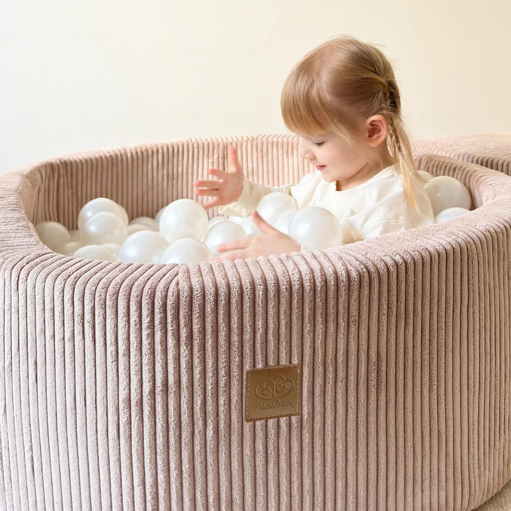 meowbaby-piscine-balles-ronde-90x30-cm-corduroy-aesthetic-rose-200-balles image 3