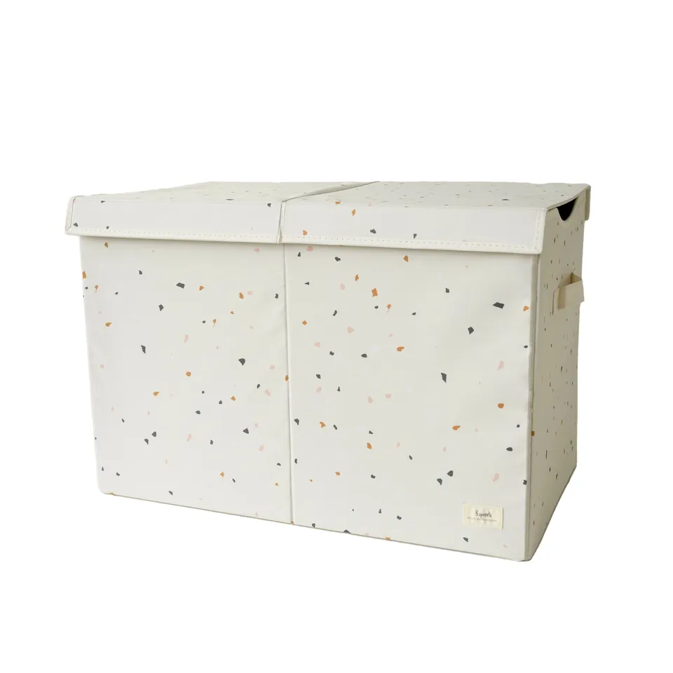 3-sprouts-coffre-de-rangement-pliable-terrazzo-cream-en-tissu-recycl image 1