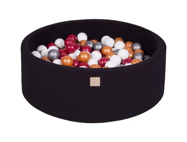 meowbaby-piscine-balles-ronde-90x30-cm-jersey-noir-200-balles image 1