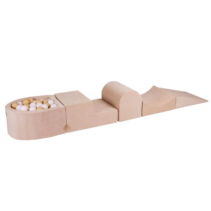 meowbaby-velvet-parcours-de-motricit-5-pi-ces-petite-piscine-balles-beige-balles image 5