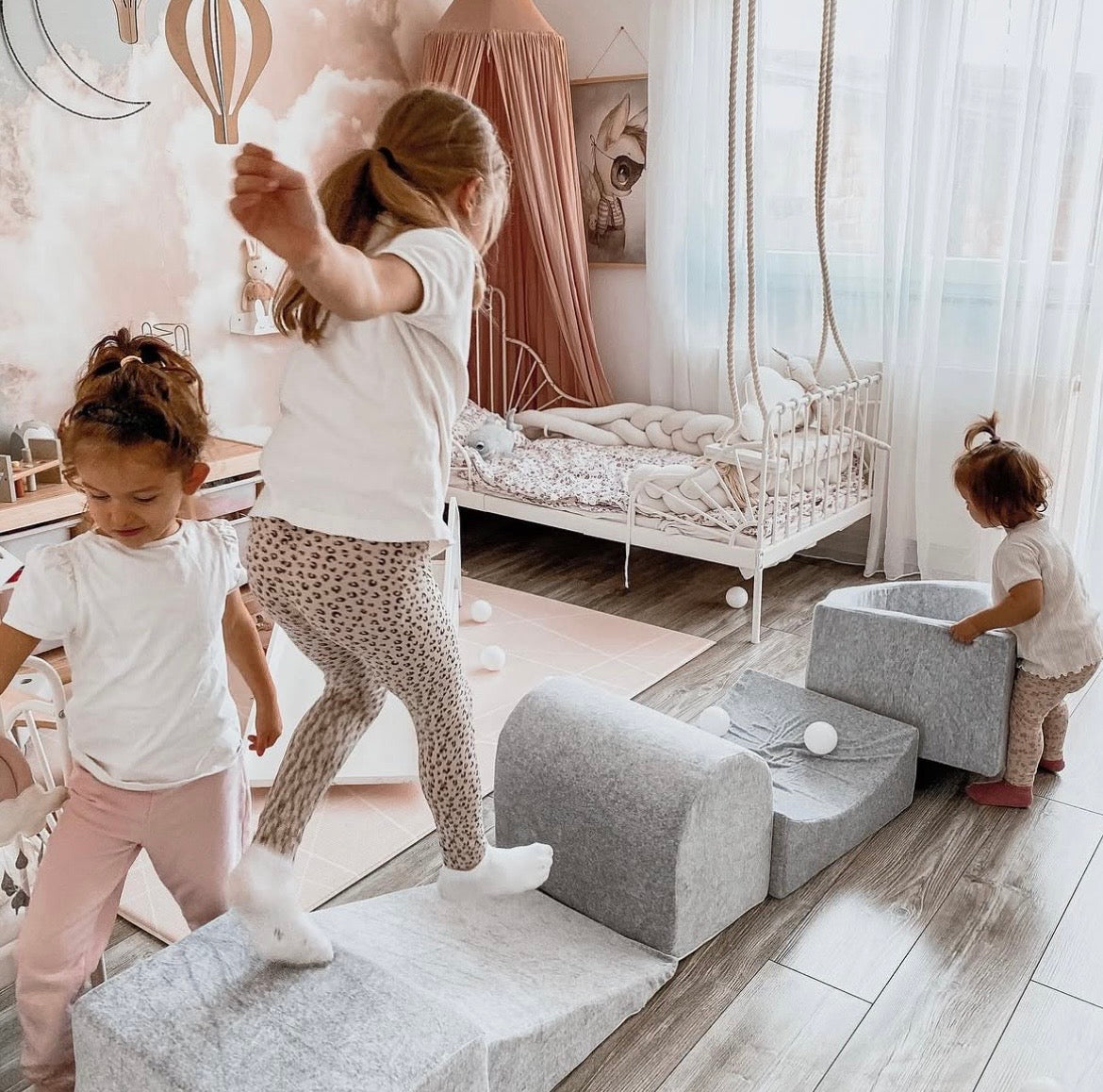 meowbaby-parcours-de-motricit-5-pi-ces-petite-piscine-balles-velours-gris-balles image 6
