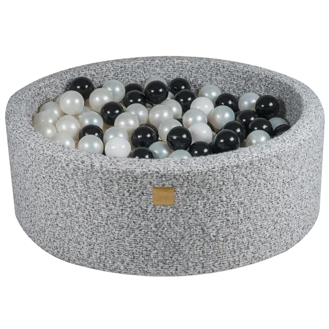 meowbaby-piscine-balles-ronde-90x30-bouclette-gris-m-lang-200-balles image 1