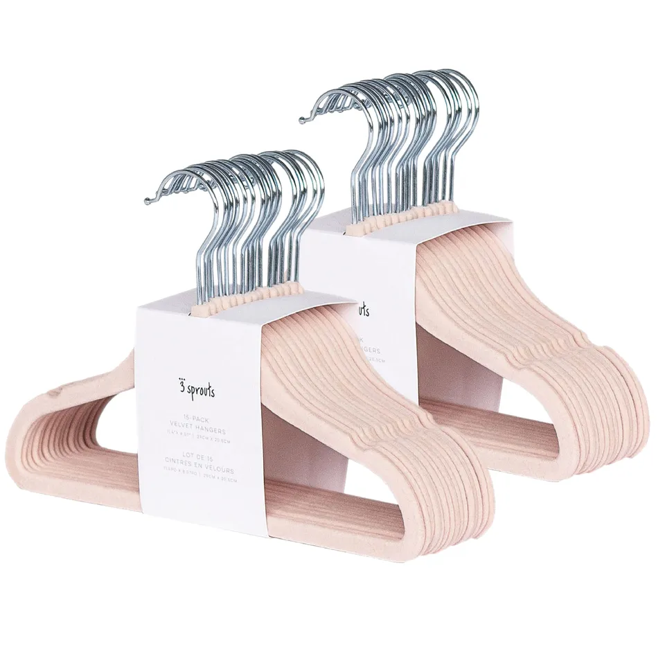 3-sprouts-cintres-velours-rose-enfant-x30-antid-rapants-b-b image 1