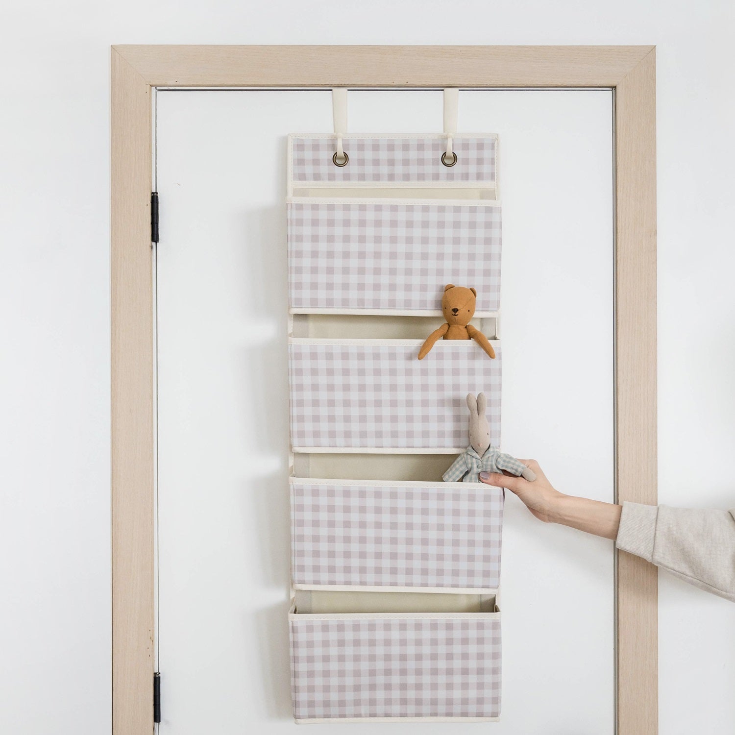 3-sprouts-gingham-beige-organisateur-suspendu-porte-4-poches image 3