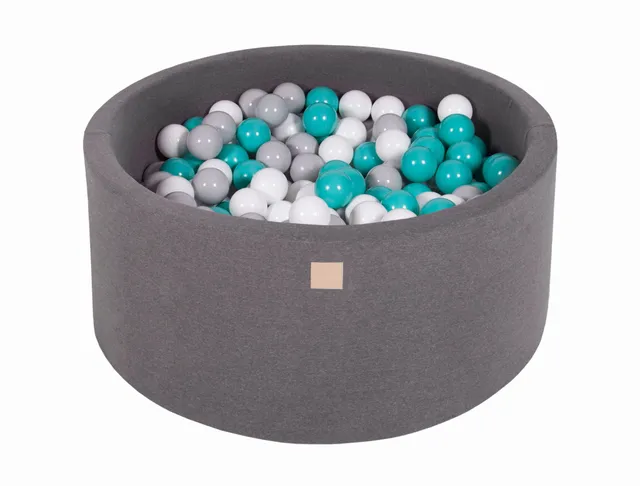 meowbaby-piscine-balles-ronde-90x40-cm-jersey-gris-300-balles-au-choix image 1