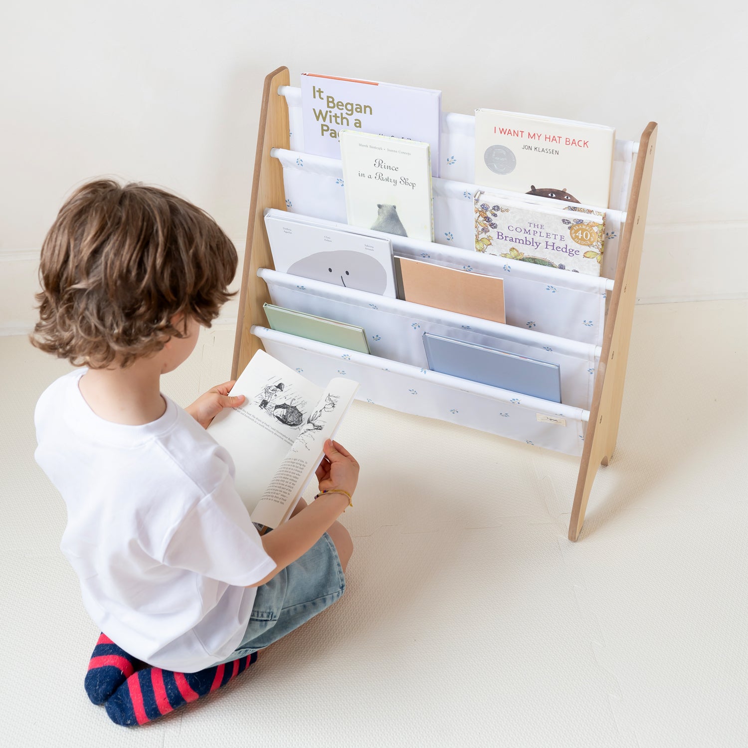 3-sprouts-ivory-blueberry-porte-livres-biblioth-que-en-tissu-recycl image 2