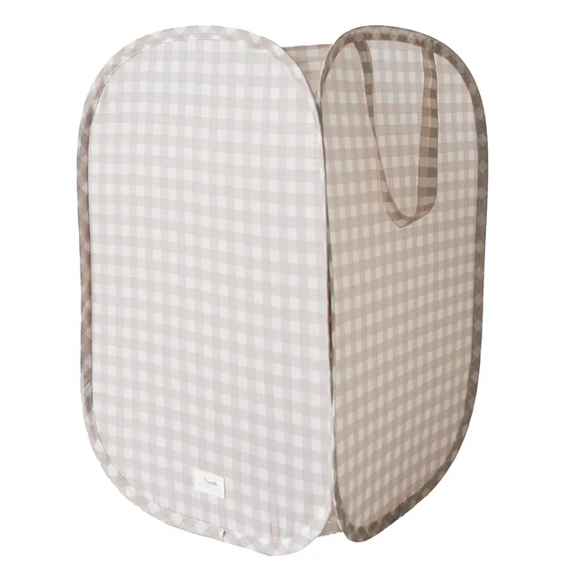 3-sprouts-panier-linge-pop-up-gingham-beige-tissu-recycl image 1