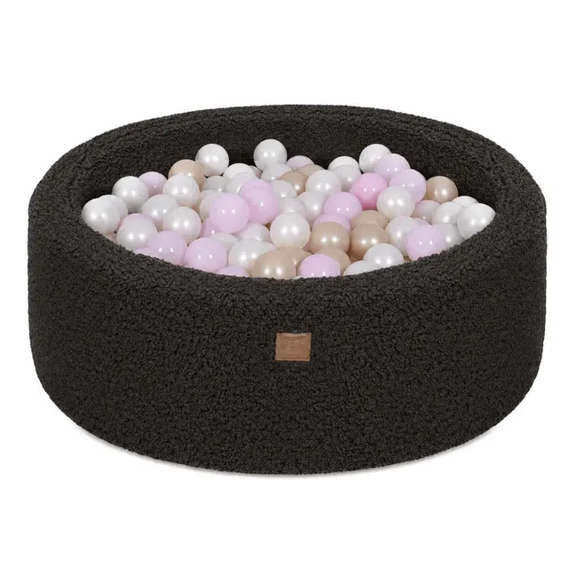 meowbaby-piscine-balles-ronde-90x30cm-peluche-bearly-chocolat-200-balles-au-choi image 1