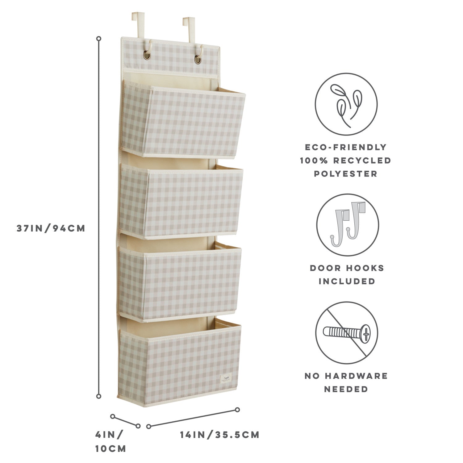 3-sprouts-gingham-beige-organisateur-suspendu-porte-4-poches image 6