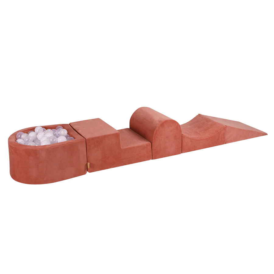 meowbaby-parcours-de-motricit-velours-marsala-5-pi-ces-avec-piscine-balles image 5