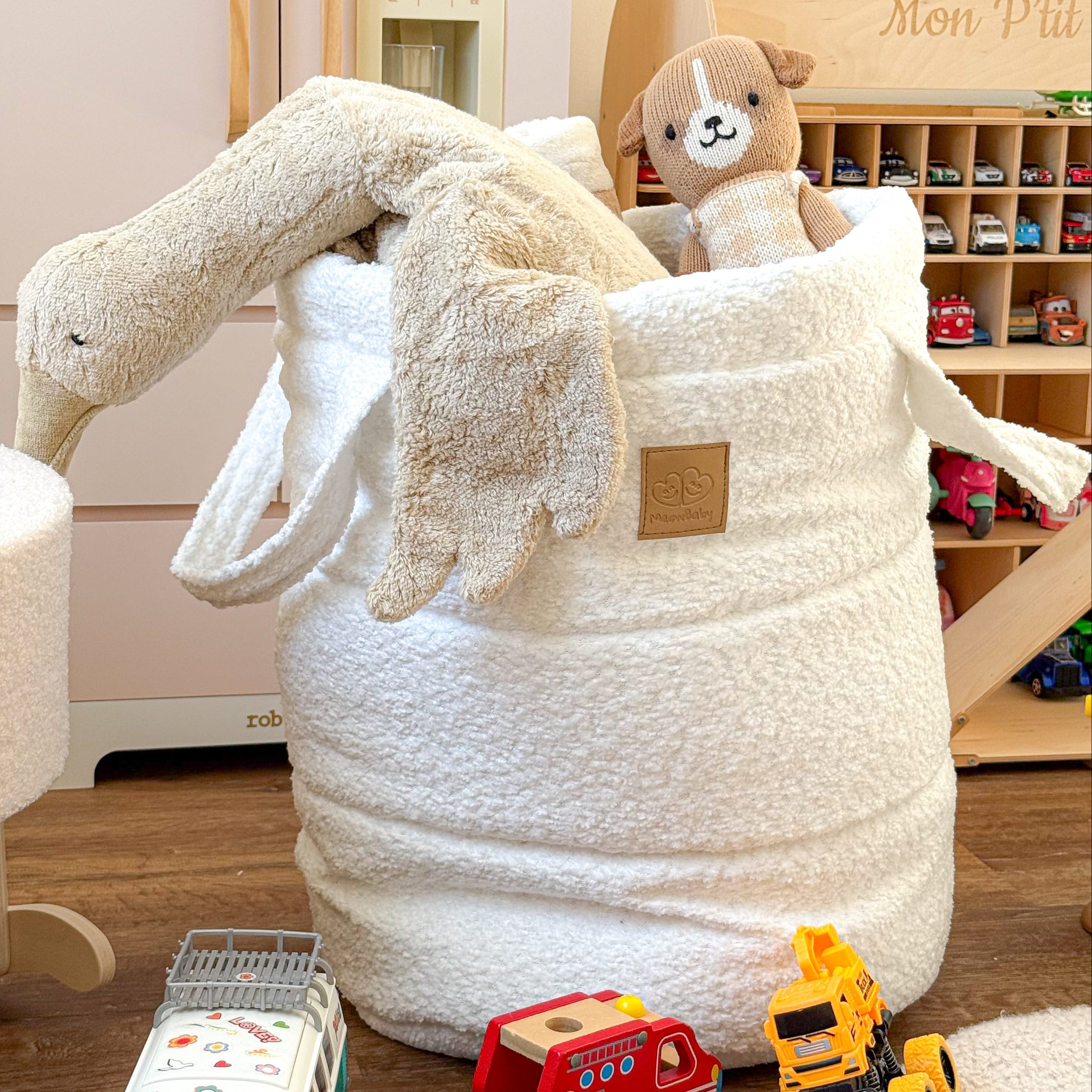 meowbaby-boucle-panier-de-rangement-50-cm-blanc-en-tissu-boucl image 3