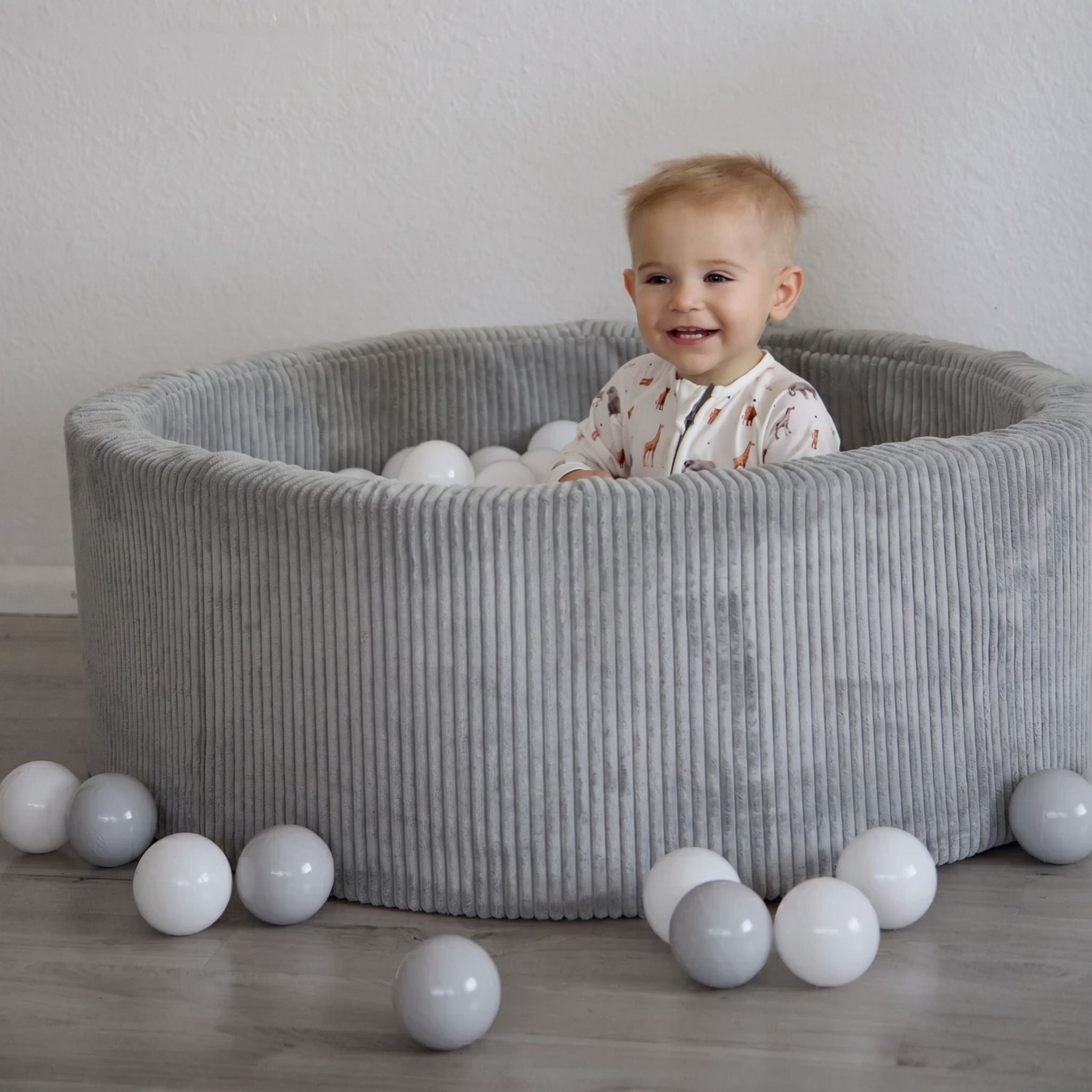 meowbaby-parcours-3-pi-ces-piscine-balles-ronde-90x30-cm-corduroy-aesthetic-gris image 4