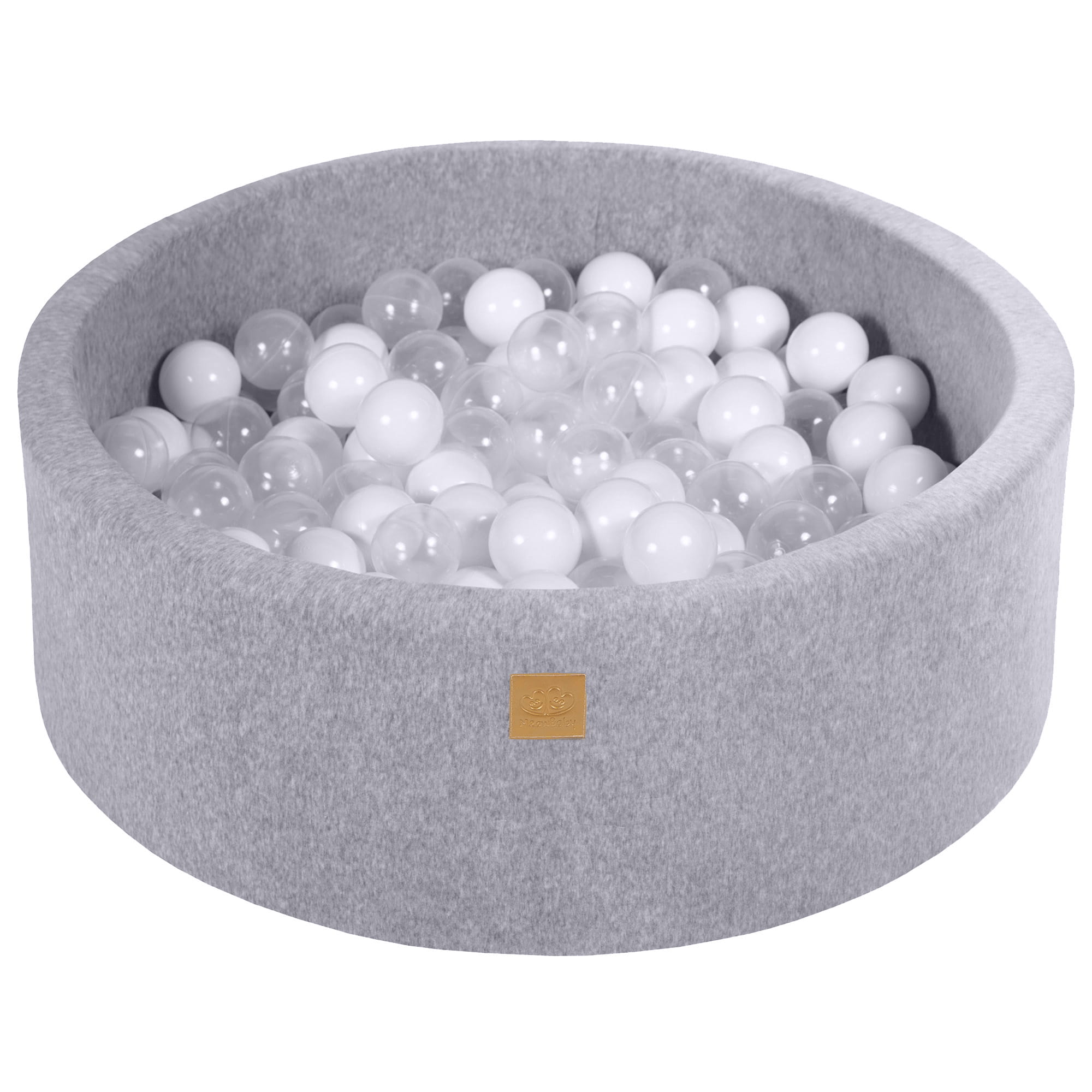 meowbaby-piscine-balles-ronde-90x30-cm-velours-gris-200-balles image 1