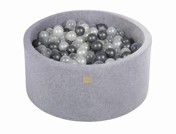 meowbaby-piscine-balles-ronde-90x40-cm-velours-gris-300-balles image 5