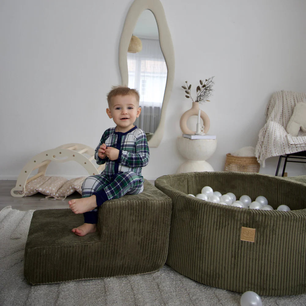 meowbaby-parcours-3-pi-ces-piscine-balles-90x30-corduroy-aesthetic-kaki-200-ball image 3