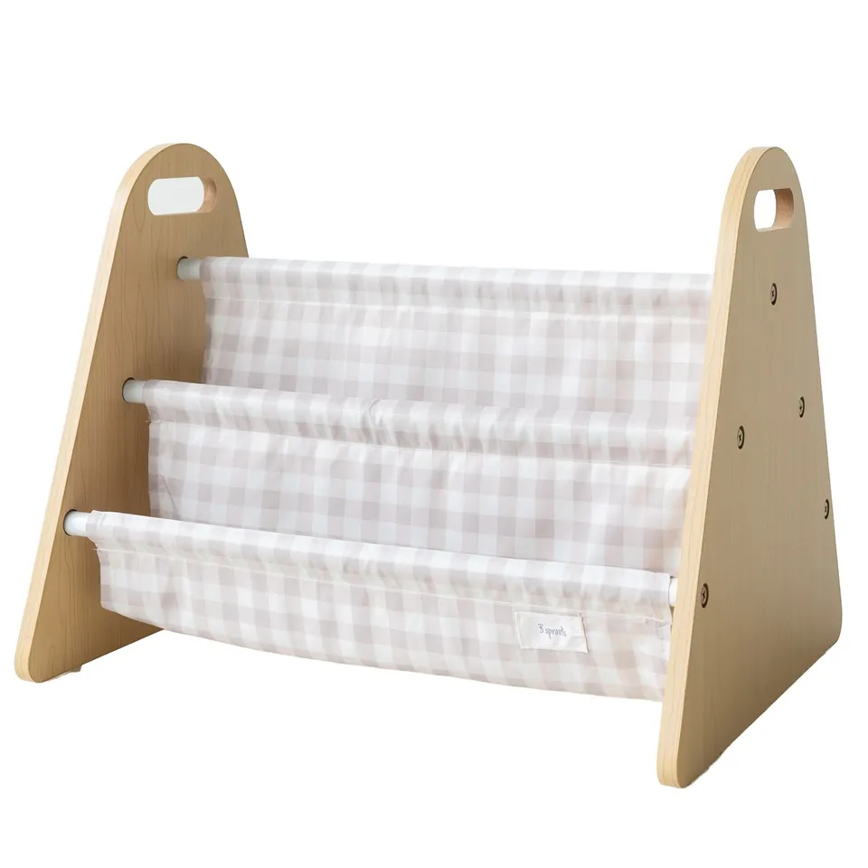 3-sprouts-biblioth-que-portable-double-face-vichy-beige image 1