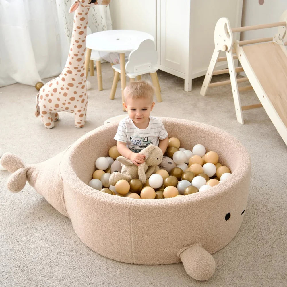 meowbaby-piscine-balles-baleine-90x30-bouclette-c-line-cr-me-200-balles image 2