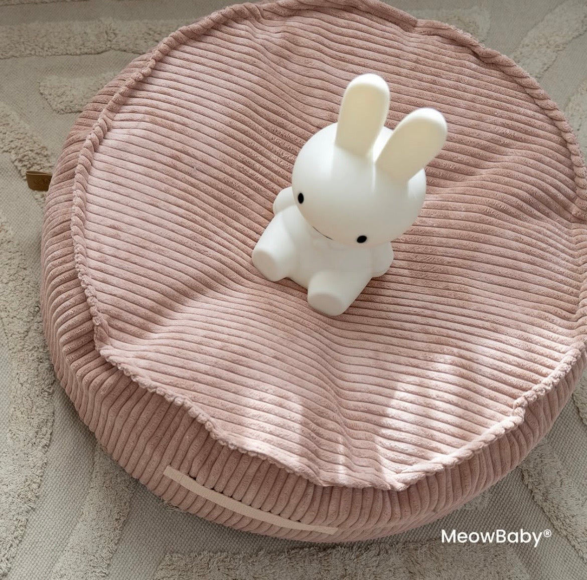 meowbaby-aesthetic-coussin-de-sol-rond-en-velours-corduroy-larges-c-tes image 2