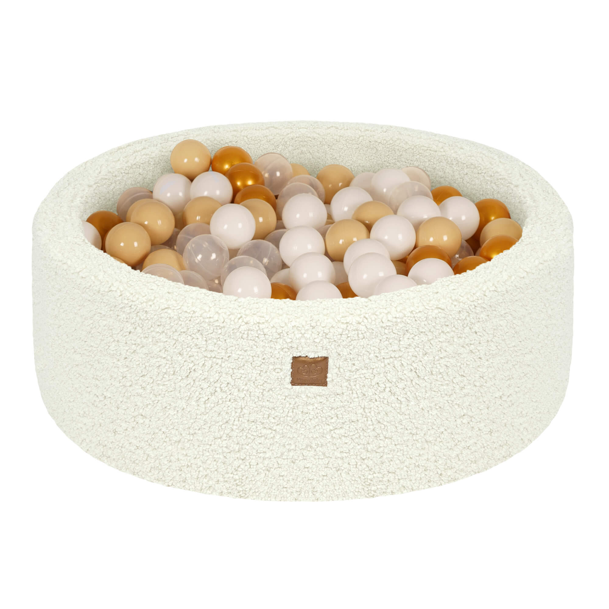 meowbaby-piscine-balles-ronde-bearly-90x30-cm-en-peluche-cr-me-200-balles image 1