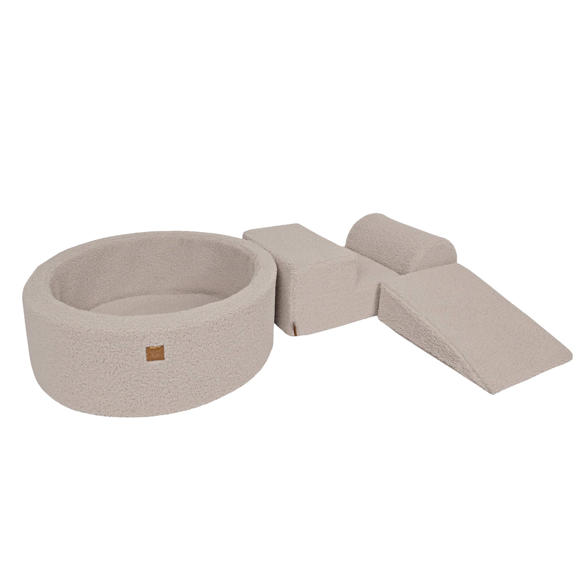 meowbaby-bearly-parcours-3-pi-ces-piscine-balles-ronde-90x30-cm-200-balles-taupe image 6